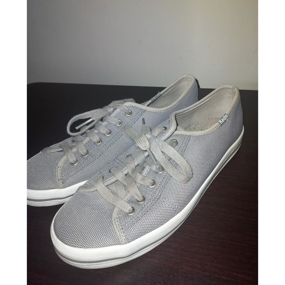 Keds Women's Sneakers 8M Lace Up Low Top Kickstart Canvas Shoes Gray White